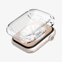ACS04611 - Apple Watch Series (45mm) Case Ultra Hybrid in crystal clear showing the case hovering above the watch face